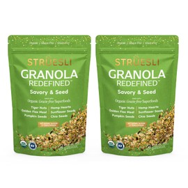 Struesli Savory & Seed Organic Granola, Nut, Grain & Gluten Free, Healthy Snacks with Pumpkin, Sunflower & Chia Seeds, Hemp Hearts, Flax, Tiger Nuts & Sea Salt, Plant Based, Keto & Paleo, 9 Oz, 2 Pack