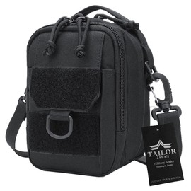 TAILOR JAPAN Shoulder Pouch, Military Pouch, Tactical Pouch, Survival Game Pouch, Camping Pouch, Utility Pouch, Multi-functional Pouch, Small Storage, Mall, 1000D Nylon (Black)