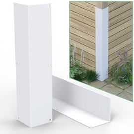 Memrita Aluminum Alloy Siding Corners Guards, 3.4" x 3.4" x 15.8” Metal Corner Protectors with 90° Angle, Weed Whacking Protection for Outdoor Vinyl Siding, 2 Pack