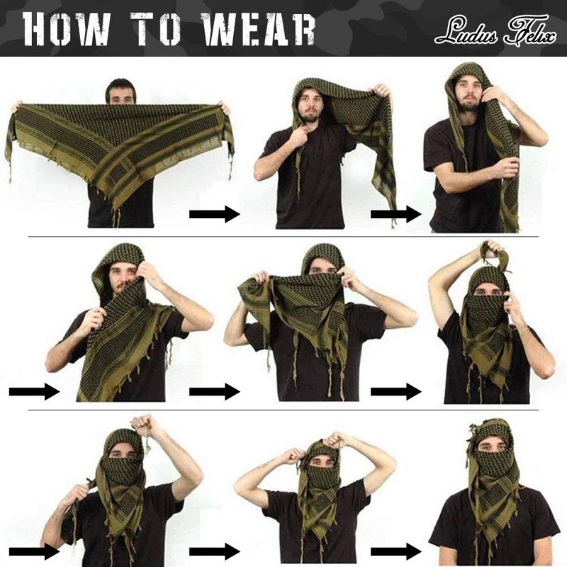 Ludus Felix Afghan Stole Shemag Scarf, Military Survival Game, Large,