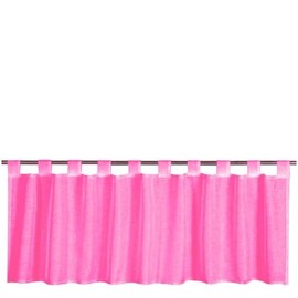 Bestgoodies Looped Bistro Curtain Width 160 cm x Length 45 cm Transparent Plain Voile Available in Many Colours (Pink-Fuchsia)