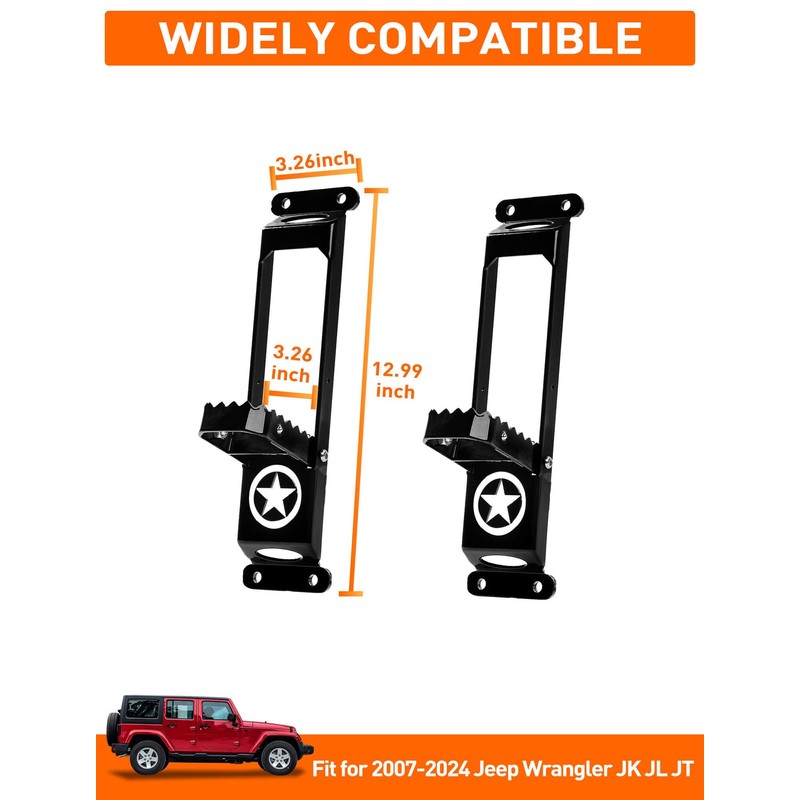 Savadicar 2 Pack Door Hinge Steps, Foldable Metal Foot Pegs
