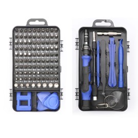 SCXCLY Precision Screwdriver Kit, 115 in 1 Electronics Repair Tool Kit, with Flexible Shaft, Extension Rod for Mobile Phone, Metal, Plastic (Blue)