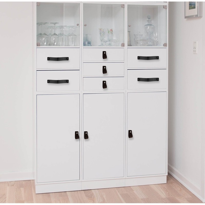 Brute Strength - Black Leather Cabinet Handles - 6 Pack