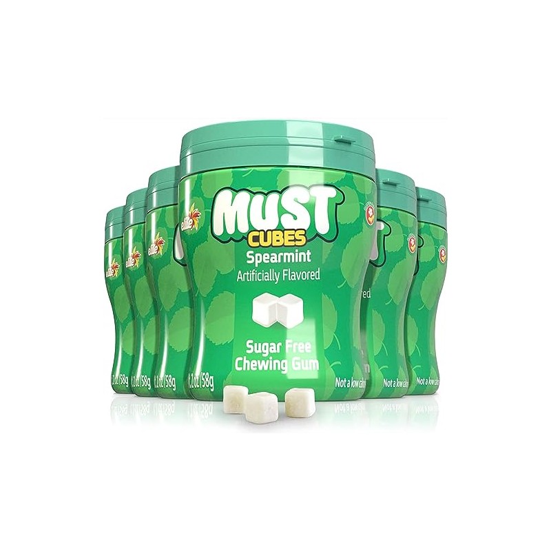 Elite, Must, Sugar Free, Spearmint Gum Cubes, 2oz (6 Pack)