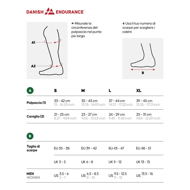 DANISH ENDURANCE Calze Compressione Graduata Uomo Donna 21-26mmHg, Calze Compressive