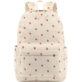 Mochila escolar para adolescentes, ligera, universitaria, para portátil, informal, color beige fresa, moderna