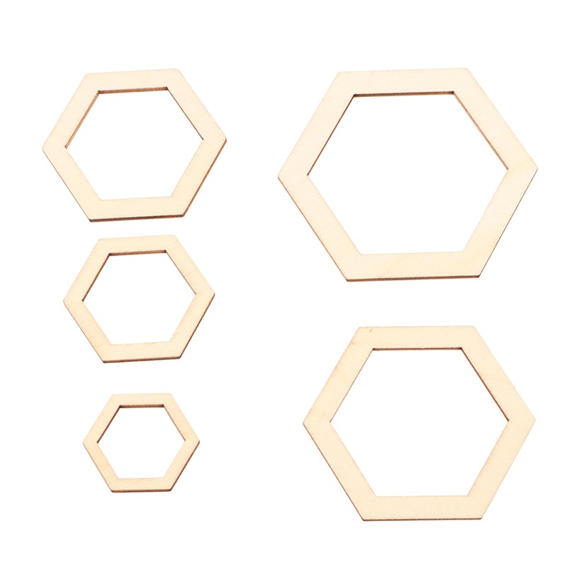 205Pcs Hexagonal Wooden Cutouts 5 Sizes Light Durable Odourless Blank