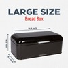 Culinary Couture Extra Large Black Bread Box for Kitchen Countertop