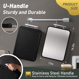 2 in 1 Stainless Steel Cutting Board with Handle Chopping Large Big Small Metal Carving Kitchen Meat Butcher Block no Titanium Wood Bamboo Glass Marble Stone Rubber Plastic Silicone Acrylic Teak Sink