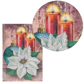 Ideen mit Herz Diamond Painting Greeting Card | DIN B6 (11.5 x 16.5 cm) | 370 g/m² | Includes Envelope & Tools (Candles with Poinsettia)