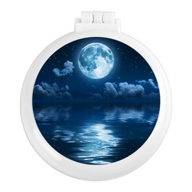 Mengduxd Mini Hairbrush, Collapsible Pocket Hairbrush with Mirror, Portable Hairbrush, Women Travel Small Hairbrush.Night Starry Sky