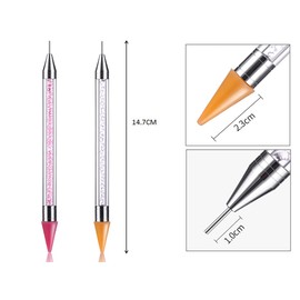 2 Pieces Rhinestone Picker Dotting Pen Anlising Dual Ended Nail Pen Rhinestone Picker Dotting Pen Crystal Studs Picker Wax Pen Grip Manicure Nail Art DIY Decoration Tool (White, Pink)