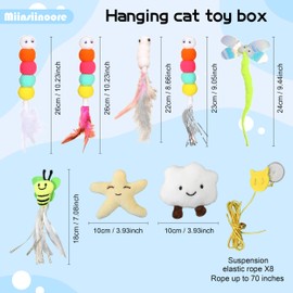 8 Pack Hanging Interactive Cat Toys, Door Hanging Cat Toy Retractable Cat Toys, Hanging Kitten Toy Interactive Cat Toy Bouncing Cat Exercise Toy Rope for Indoor Kitten