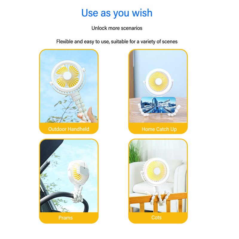 Outdoor Baby Stroller Fan Portable Handheld Cooling Fan Clip On
