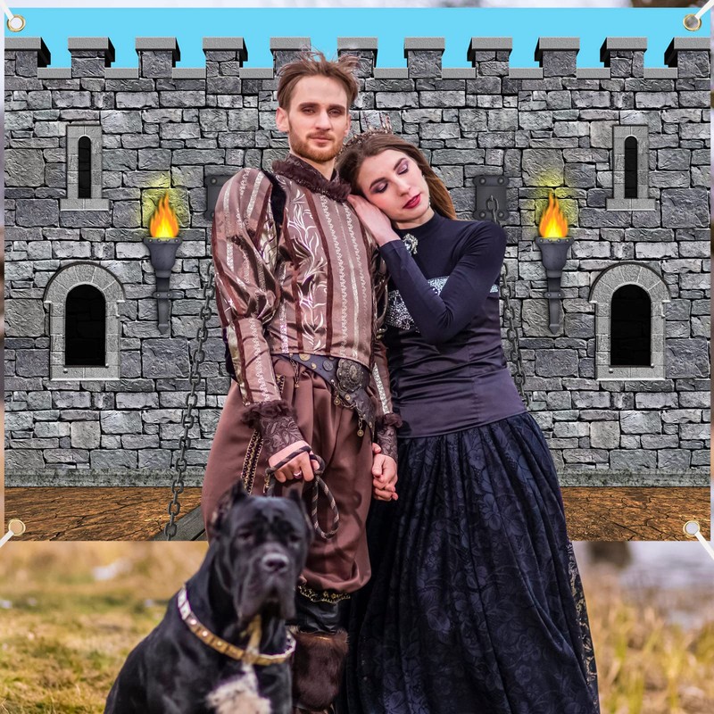 Tranqun Medieval Party Decorations Castle Backdrop Knight Wall Backdrop Keepers