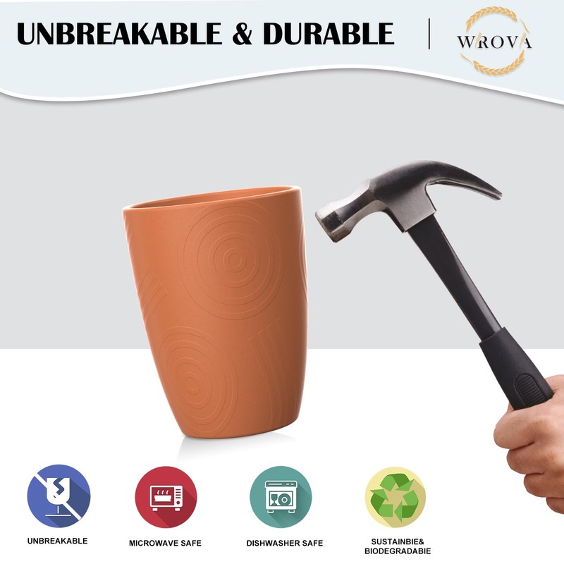 Wrova Wheat Straw Cups 8 PCS Good Alternative to Plastic