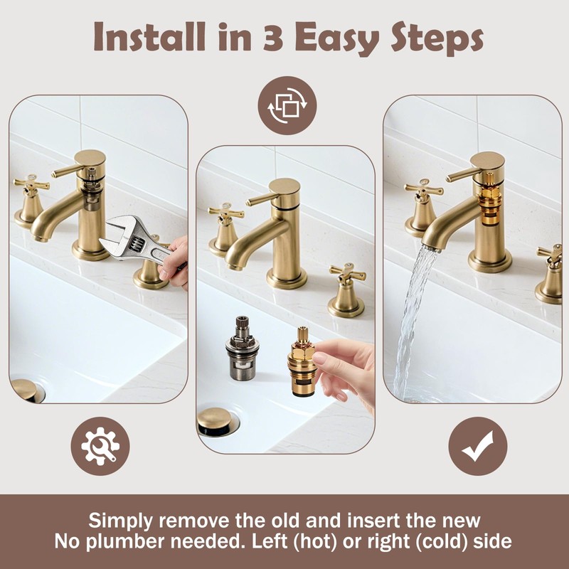 Ceramic Faucet Cartridge Replacement 2-Pack, Compatible with Grohe 45882000 45883000,