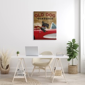 Stupell Industries Old Dog Classics Scottish Terrier Cigar Sports Car, Designed by Conrad Knutsen Canvas Wall Art, 30 x 40, Red