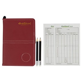 Scott Edward Golf Scorecard Leather Cover Scorecard Holder Statistic and Score Tracking Soft Thick Waterproof Colorfulcard (Red)