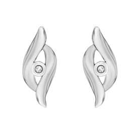 Tuscany Silver Rhodium Plated 0.005 ct Diamond Set Crossover Stud Earrings