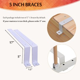 Mybow 5" L-Shaped Braces of Bed Rails for Elderly Adults Seniors Assist Bar Bed Guard Railings Bedside Grab Bar Cane Handle Hospital Safety Fold Down Rails