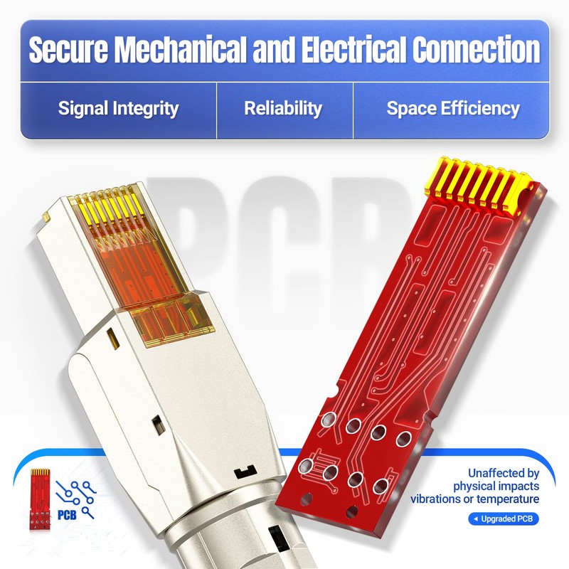 AMPCOM STP CAT6 RJ45 Connector Zinc-Alloy Tool-Free Ethernet Field Termination