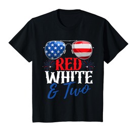 Kids Red White And Two 4th Of July Birthday Party America 2nd T-Shirt