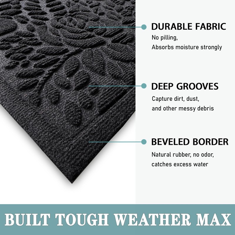 Bulijojo Front Door Mat Entrance,Durable Heavy Duty Welcome Mat,Thick Absorbent