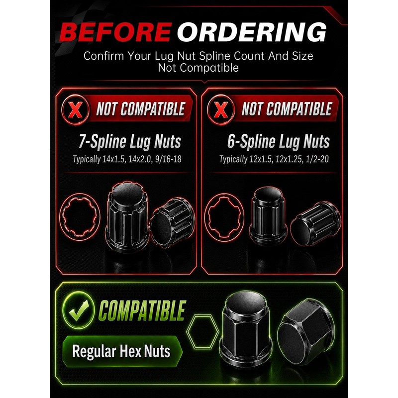 Sposuit Black Spiked Lug Nuts Key, Soild Socket with 19mm