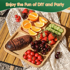 Charcuterie Board with Lid and Handle - Portable Travel Charcuterie Board, Bamboo Charcuterie Platter Cheese Board for Kitchen, Picnics, House Warming Gift, Bridal Shower (6 Compartments)