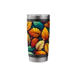 Fall Color Leaves Themed Autumn Colorful Fall Leaf Pattern Stainless Steel Insulated Tumbler