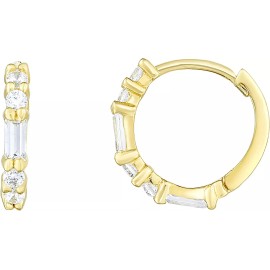 Floreo 14k Yellow Gold 10.5mm CZ Huggie Earrings