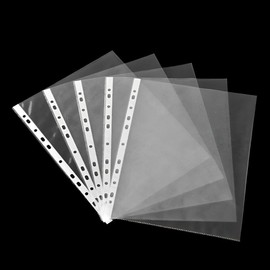 Zinnia A5 Punched Pockets 100 Pack Clear Poly Pockets Tear-Resistant Ideal for Documents, Office and School Supplies