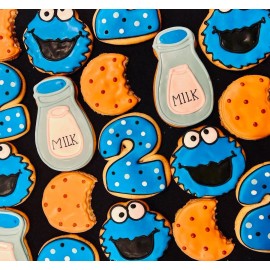 Handmade Cookie Monster Birthday Cookies Cookie Monster Theme 12 Royal Icing Cookies