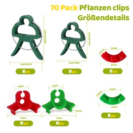 DK177 70 Piece Plant Clips Plant Bender Set, Reusable Plant Clips + Growth Bender Clips + 90 Degree Plant Support Clips, for Gardening Plant, 20 Large & 20 Small Clips Plus 30 Clips