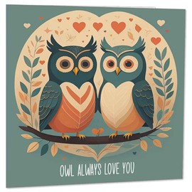 Owl Anniversary Card - Owl Always Love You - boyfriend Girlfriend Wife Husband