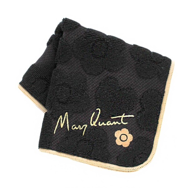 Mary Quant® 192005-1503-60 Women's Towel Handkerchief Towel (Black, Approx. 9.8 inches (25 cm), Handkerchief Towel, Women's, Antibacterial, Odor Resistant, Black