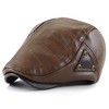 Wovanoo PU Leather Beret Hat Casquette Flat Visor Newsboy Cap