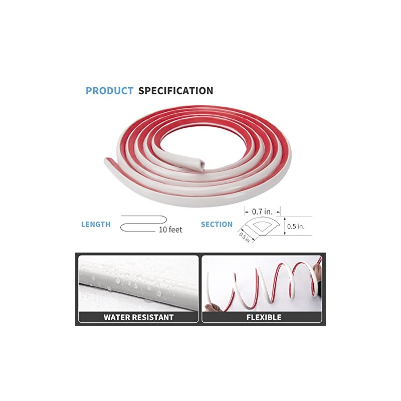 Art3d 10Ft Flexible Trim Caulk Strip, Peel and Stick Trim