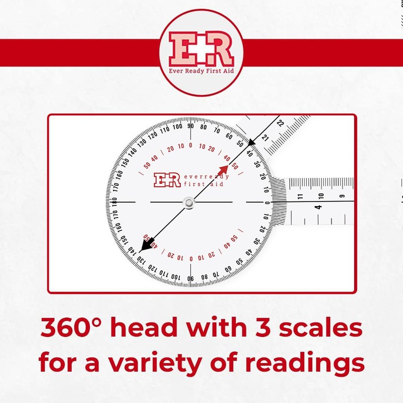 Ever Ready First Aid Plastic 8” Goniometer 360 Degree ISOM