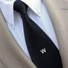AMITER Men Tie Tack, Initial A-Z Silver Tie Pin with
