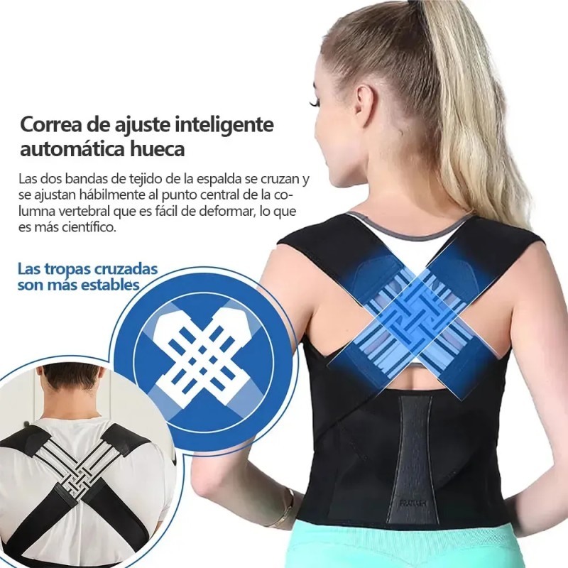 Corrector Postura Ortopédico Lumbar Espalda Ajustable Faja Negro Xl