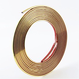 Gold Self Adhesive 3D Wall Edging Strip Peel and Stick Trim Seam Wall Sticker Decor Tape Decorative for Ceiling/Corner/Mirror/Furniture/Door/Wardrobe/Home and Auto Decor (0.8CM*5M/0.31IN*16.4FT)