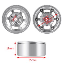 RCHUBAM 4Pcs 1.3" Beadlock Wheel Rims TRX4M 1.3" Aluminum Wheels Compatible with TRX4M SCX24 Redcat Ascent 1/24 1/18 RC Crawler Car Upgrade Accessories (Silver)