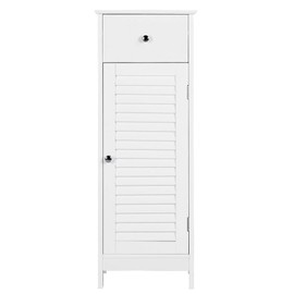 Yaheetech Bathroom Floor Storage Cabinet, Freestanding Side Table Storage Organizer Unit with Drawer and Single Shutter Door, L12.6xW12xH34.5 Inches