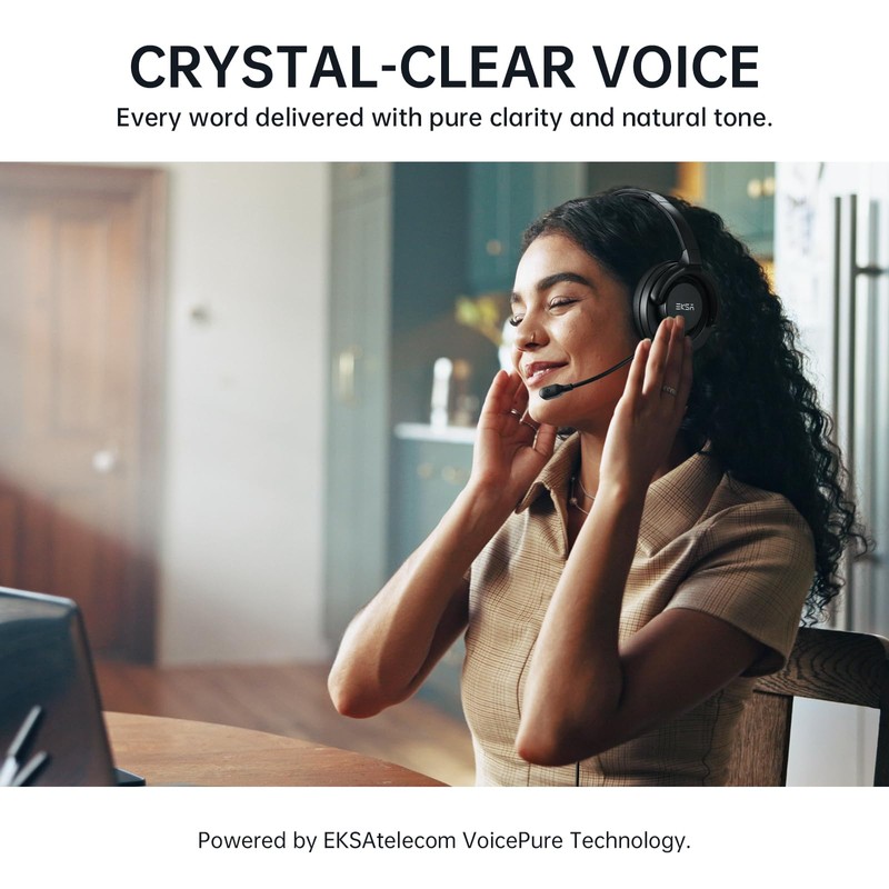 EKSA H27 USB Computer Headset with Microphone for Work, PC
