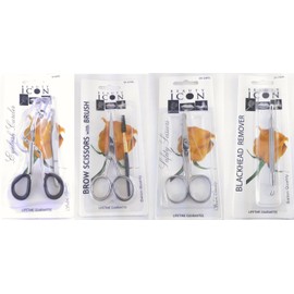 Beauty Icon Eyelash Facial Care Set - Stainless Steel Eyebrow Scissors with Eyelash Curler