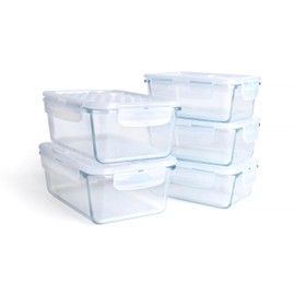 HUSANMP Borosilicate Tempered Glass Food Storage Containers with Lids, [5 Pack] Airtight Lunch Containers. Microwave, Oven, Freezer and Dishwasher Safe.