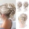 Messy Bun Hair Piece,2PCS Tousled Updo with Tendrils Hair Bun